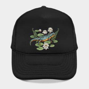 Alpine Newt and Water Lilies Art Hat
