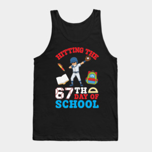 Hitting The 67th Day Of School Baseball Student Player Dab Tank Top