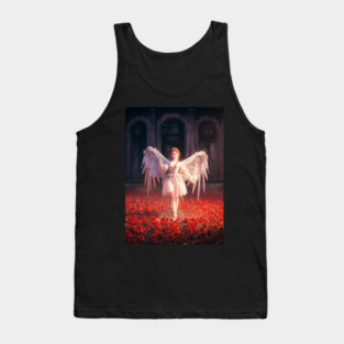 Angel in a Field of Red Roses | Dark Fantasy Seraphim Tank Top