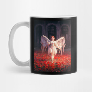Angel in a Field of Red Roses | Dark Fantasy Seraphim Mug