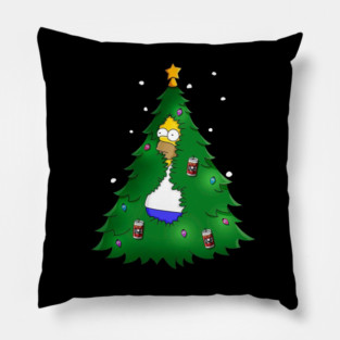 The Simpsons Christmas Tree – Funny Holiday Cartoon Design Pillow