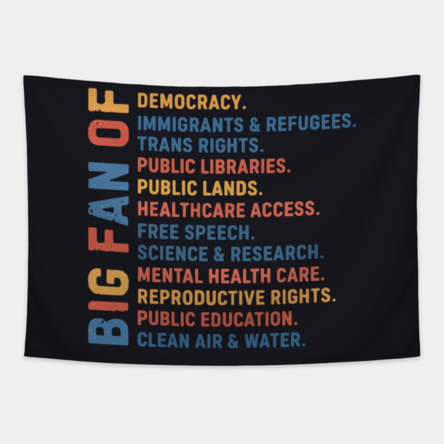 Big Fan Democracy, Equality & Justice Tapestry by Charles's Store 8