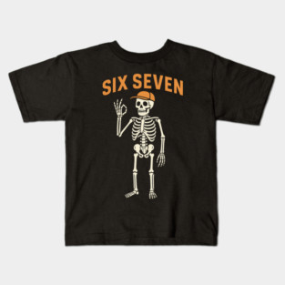 6 7 Meme Gen Alpha - Skeleton Hands Sign Six Seven Kids T-Shirt