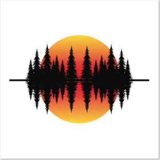 Vintage Forest Trees and Wildlife Nature Scene Posters and Art