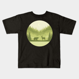 Forest Retro Nature Wildlife Outdoor Kids T-Shirt