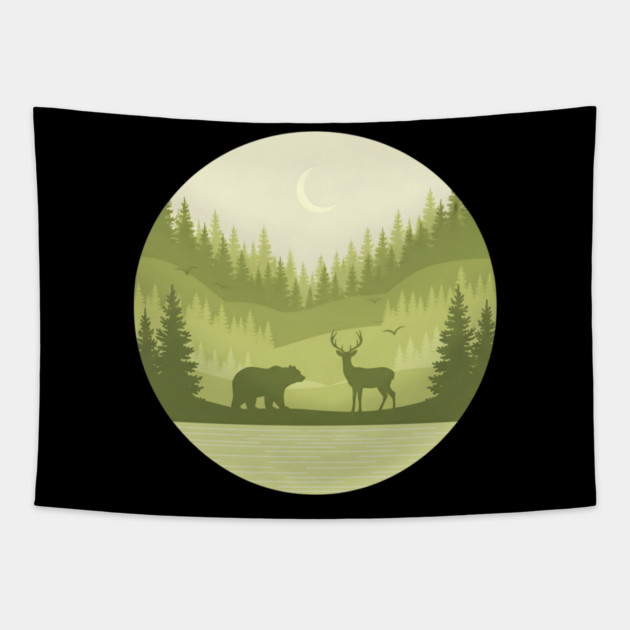 Forest Retro Nature Wildlife Outdoor Tapestry by ArtistTee ⭐⭐⭐⭐⭐