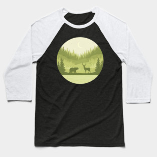 Forest Retro Nature Wildlife Outdoor Baseball T-Shirt