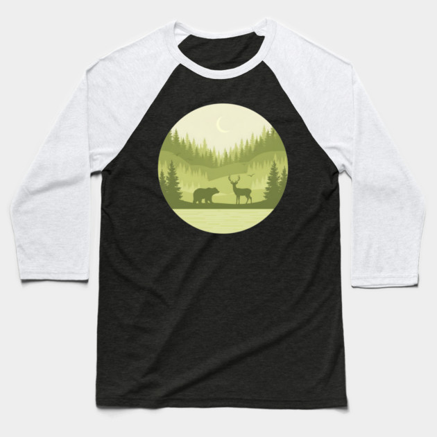 Forest Retro Nature Wildlife Outdoor Baseball T-Shirt by ArtistTee ⭐⭐⭐⭐⭐
