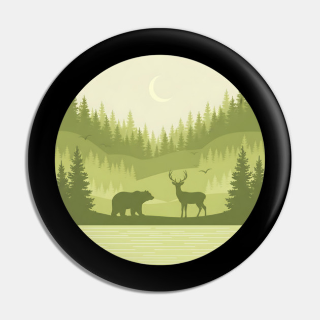 Forest Retro Nature Wildlife Outdoor Pin by ArtistTee ⭐⭐⭐⭐⭐