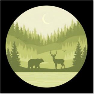 Forest Retro Nature Wildlife Outdoor Posters and Art