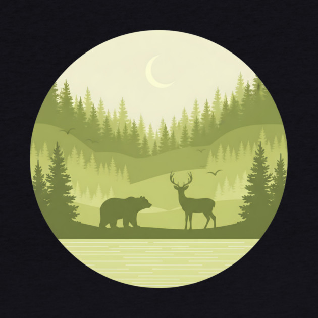 Forest Retro Nature Wildlife Outdoor by ArtistTee ⭐⭐⭐⭐⭐