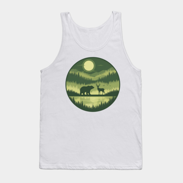 Forest Wildlife Circle Silhouette Tank Top by ArtistTee ⭐⭐⭐⭐⭐