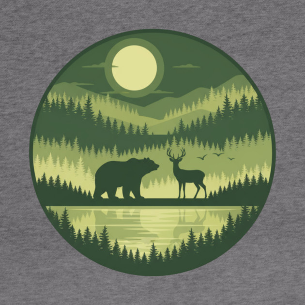 Forest Wildlife Circle Silhouette by ArtistTee ⭐⭐⭐⭐⭐
