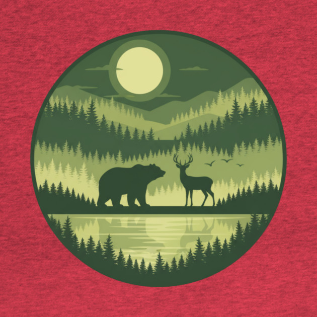 Forest Wildlife Circle Silhouette by ArtistTee ⭐⭐⭐⭐⭐