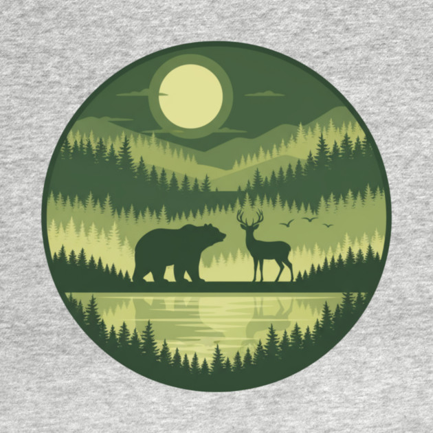 Forest Wildlife Circle Silhouette by ArtistTee ⭐⭐⭐⭐⭐