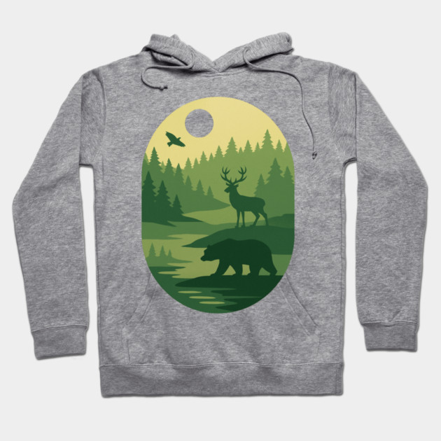 Retro-Forest-Nature-Wildlife-Outdoor-Scene Hoodie by ArtistTee ⭐⭐⭐⭐⭐