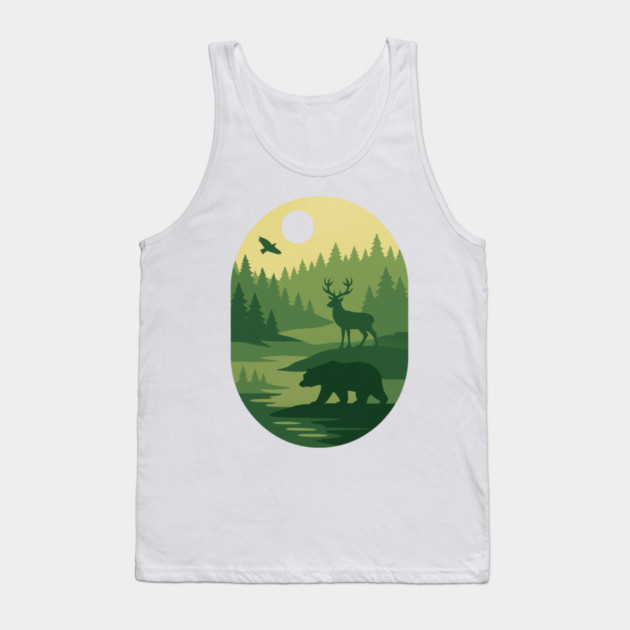 Retro-Forest-Nature-Wildlife-Outdoor-Scene Tank Top by ArtistTee ⭐⭐⭐⭐⭐
