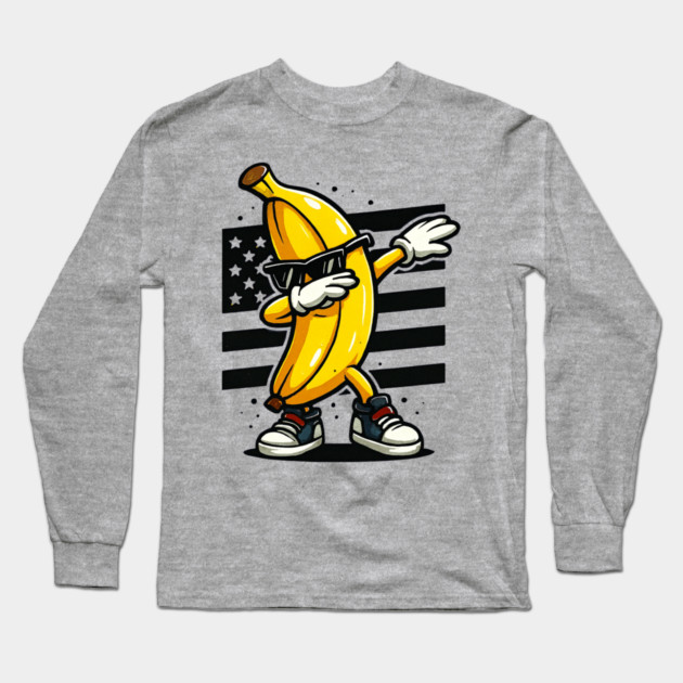 Dabbing Banana with Sunglasses Long Sleeve T-Shirt by ArtistTee ⭐⭐⭐⭐⭐