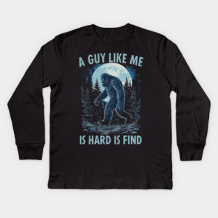 Bigfoot Silhouette Moon Forest Scene Kids Long Sleeve T-Shirt