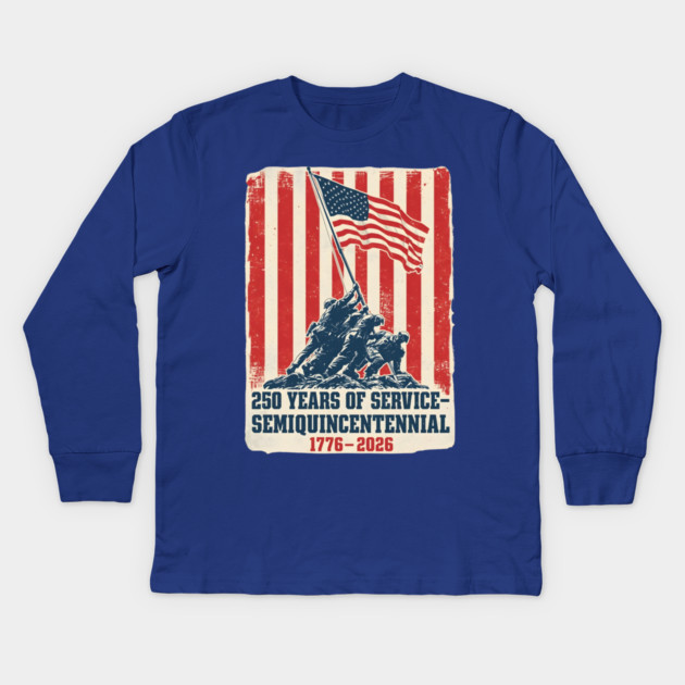 Semiquincentennial Flag Raising Tribute Kids Long Sleeve T-Shirt by ArtistTee ⭐⭐⭐⭐⭐