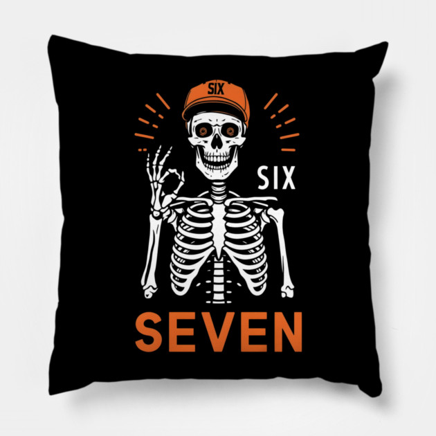 Skeleton Hand Gesture With Six Seven Pillow by ArtistTee ⭐⭐⭐⭐⭐