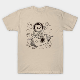 Astronaut Cat on Rocket – Cute Space Adventure T-Shirt