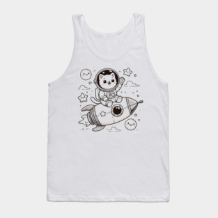 Astronaut Cat on Rocket – Cute Space Adventure Tank Top