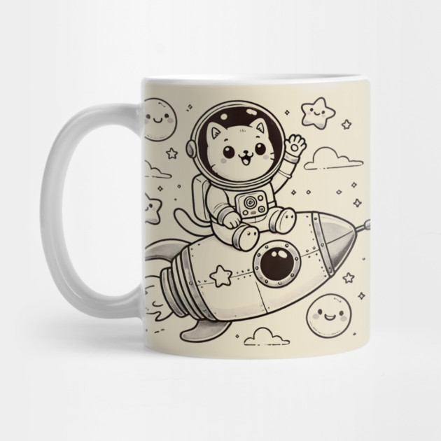 Astronaut Cat on Rocket – Cute Space Adventure by Champanie's Store