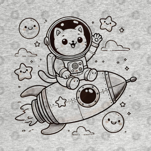 Astronaut Cat on Rocket – Cute Space Adventure by Champanie's Store