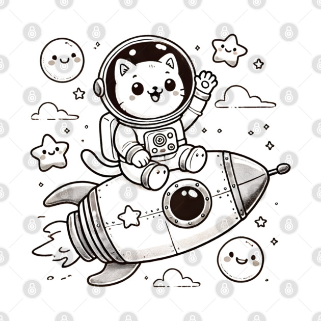 Astronaut Cat on Rocket – Cute Space Adventure by Champanie's Store