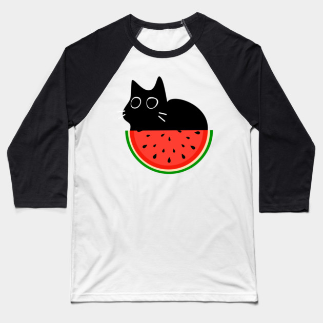 Watermelon Cat Baseball T-Shirt by Champanie's Store