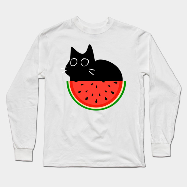 Watermelon Cat Long Sleeve T-Shirt by Champanie's Store
