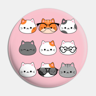 Adorable Kawaii Cat Faces Pin