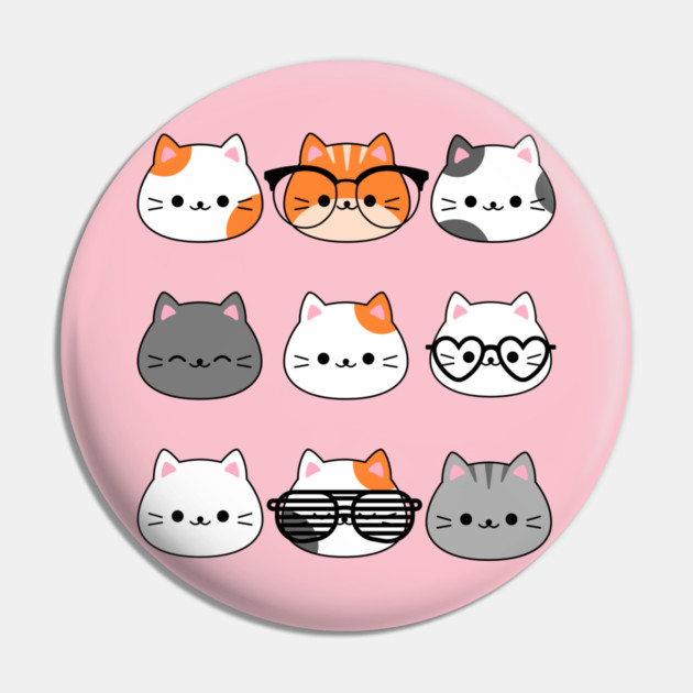 Adorable Kawaii Cat Faces Pin by Champanie's Store