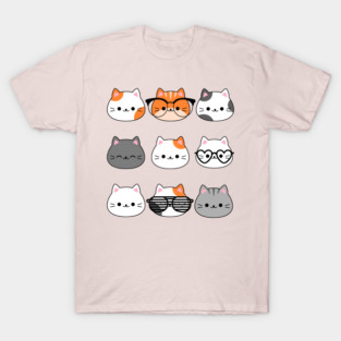 Adorable Kawaii Cat Faces T-Shirt
