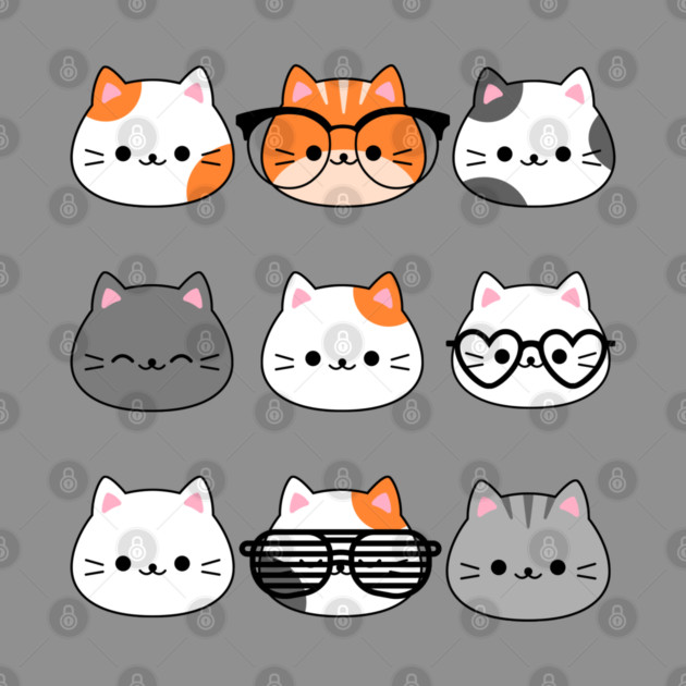 Adorable Kawaii Cat Faces by Champanie's Store