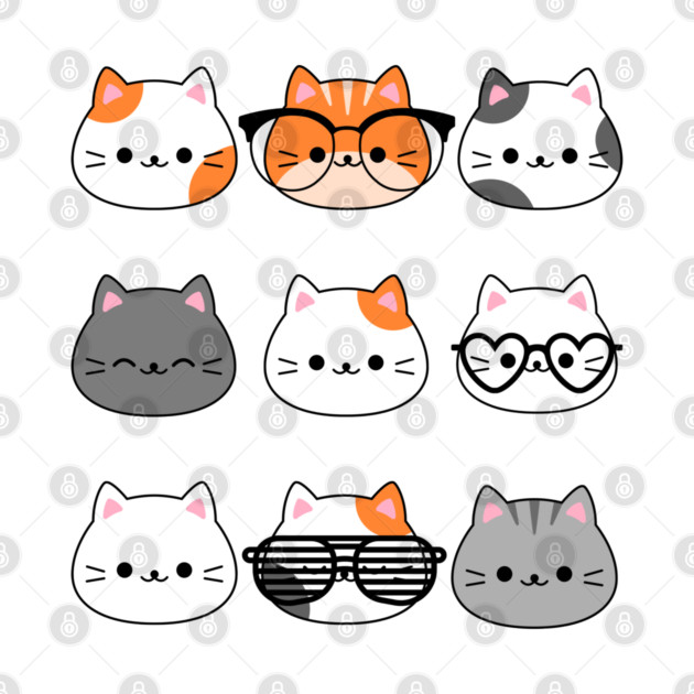 Adorable Kawaii Cat Faces by Champanie's Store