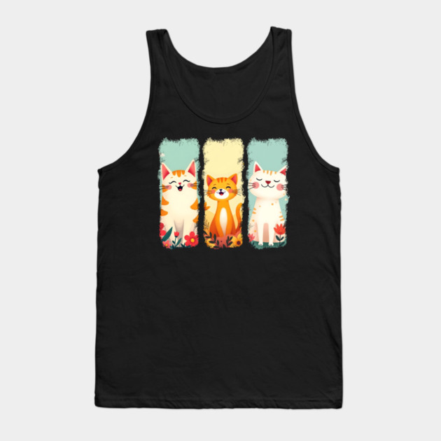 Adorable Happy Cats Tank Top by Champanie's Store