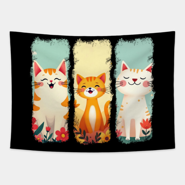 Adorable Happy Cats Tapestry by Champanie's Store