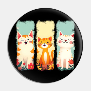Adorable Happy Cats Pin