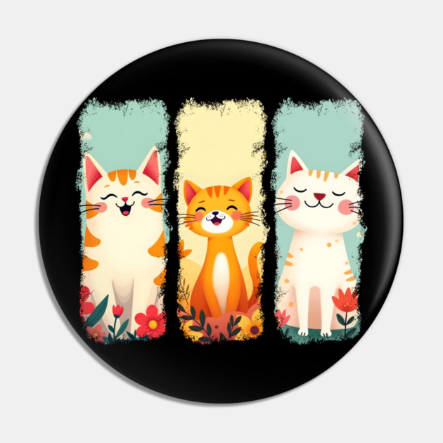 Adorable Happy Cats Pin by Champanie's Store