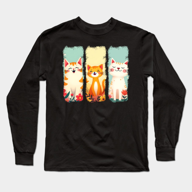 Adorable Happy Cats Long Sleeve T-Shirt by Champanie's Store