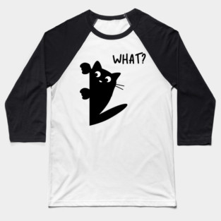 Peeking Black Cat Baseball T-Shirt