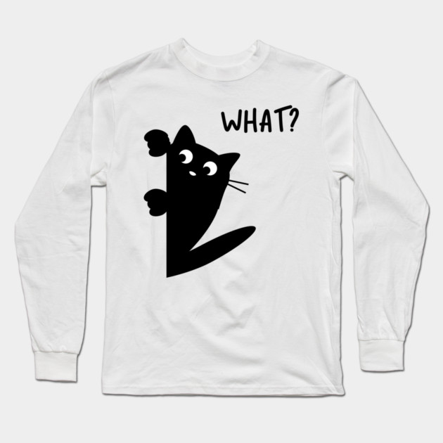 Peeking Black Cat Long Sleeve T-Shirt by Champanie's Store