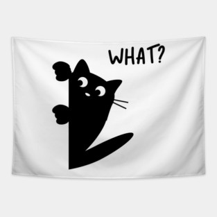 Peeking Black Cat Tapestry