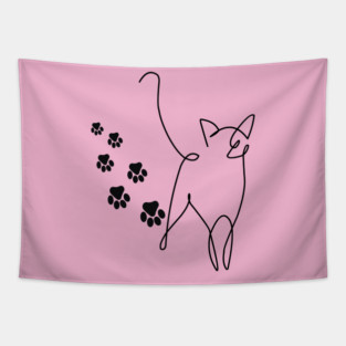 Cute Paw Print Trail Tapestry