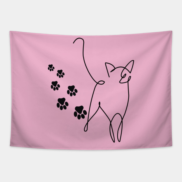 Cute Paw Print Trail Tapestry by Champanie's Store