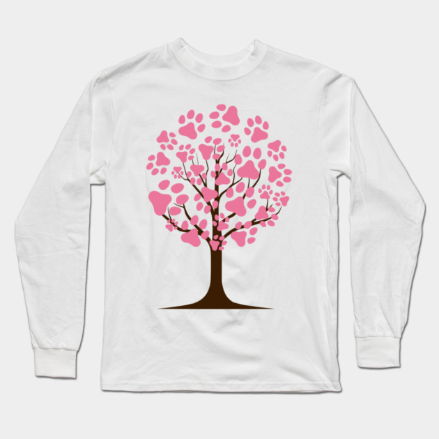 Paw Blossom Tree Long Sleeve T-Shirt by Champanie's Store