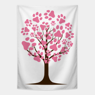 Paw Blossom Tree Tapestry