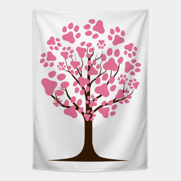 Paw Blossom Tree Tapestry by Champanie's Store